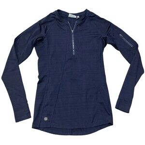 Athleta Top Womens XS Pacifica Long Sleeve 1/2 Zip Crew Neck Run Blue Stretch